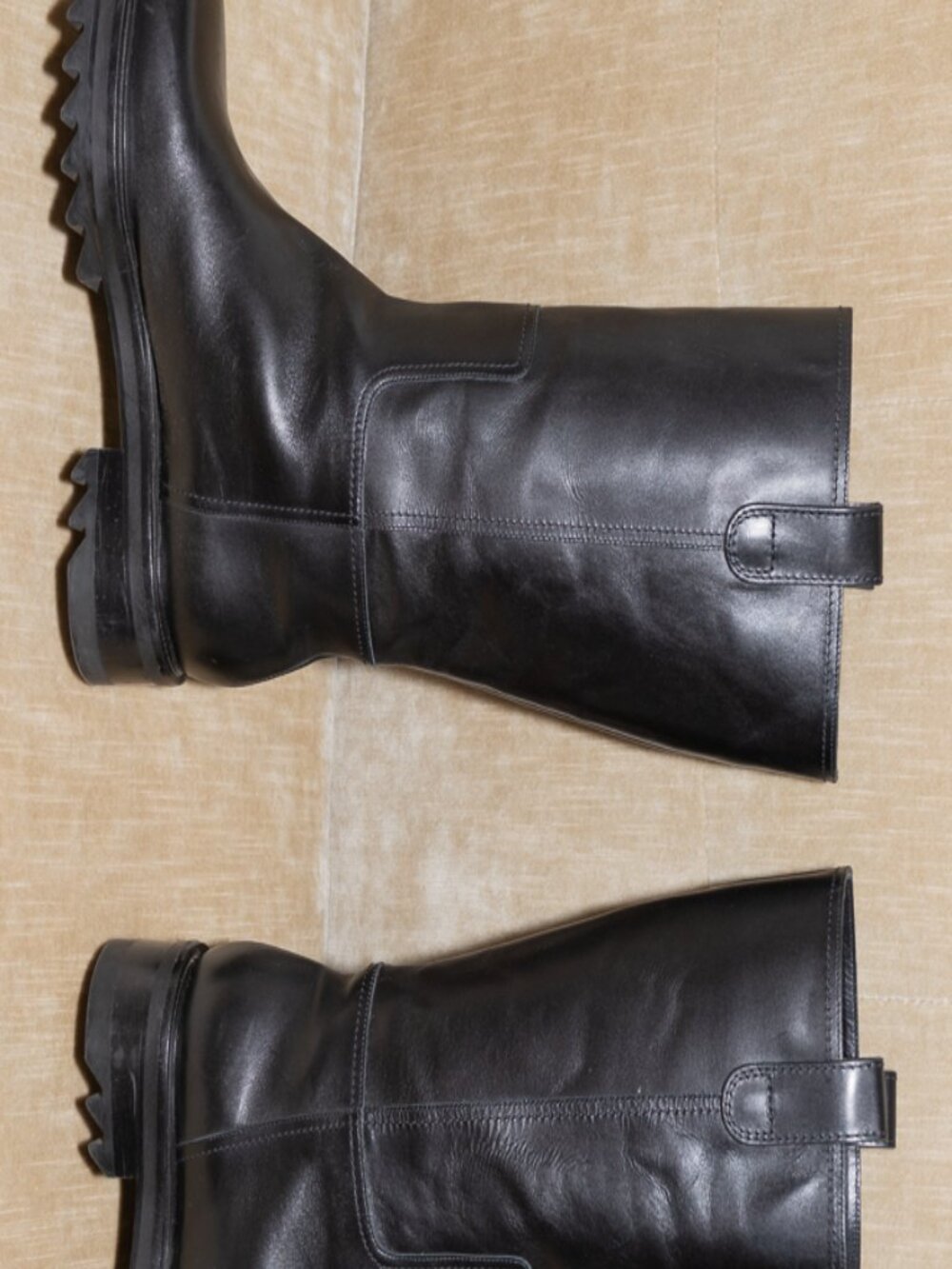 Tamara Mellon Easy Rider Black Mid Calf Boots Size 38.5 - Picture 3 of 7